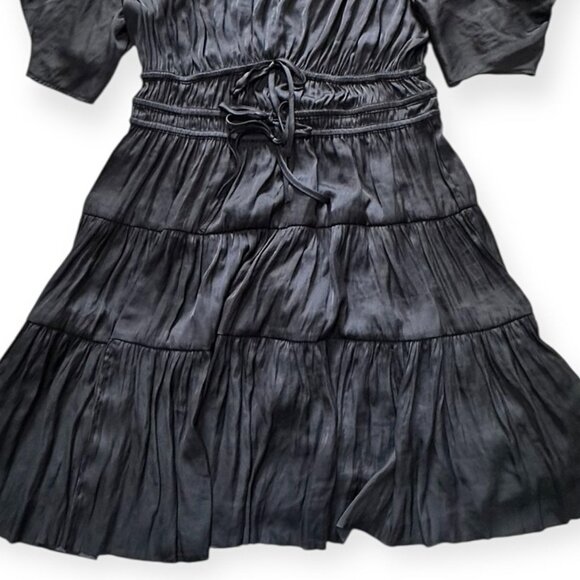 Ulla Johnson Azaria Dress Midnight Plissé Satin Mini Size 12 NWT $575 - Picture 9 of 15